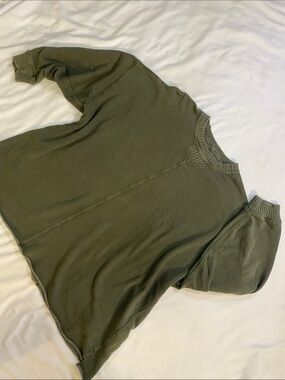aerie Olive Green Knit Crewneck Sweatshirt